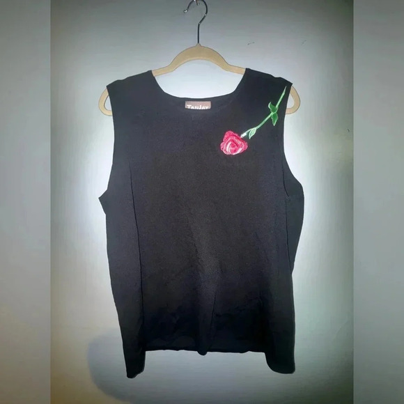 TanJay women’s Contrast Floral Embroider Wearable Art tanktop Cardigan b… - Picture 2 of 8